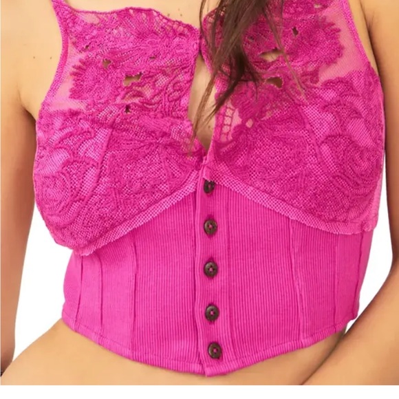 Free People Have My Heart Crop NWT In Raspberry Sherbert - XL - Picture 3 of 8